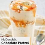 homemade McDonald's chocolate pretzel mcflurry and a spoon.