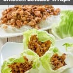 three homemade PF Chang's chicken lettuce wraps.