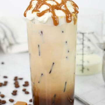 copycat Starbucks iced caramel macchiato.