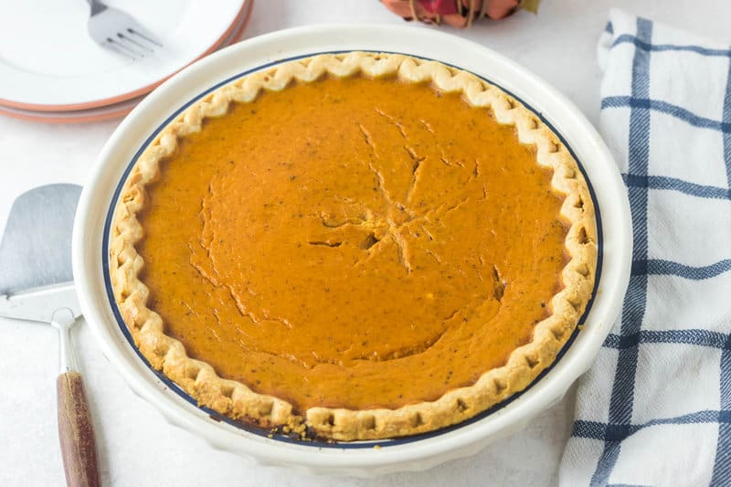 sugar free pumpkin pie on a table.