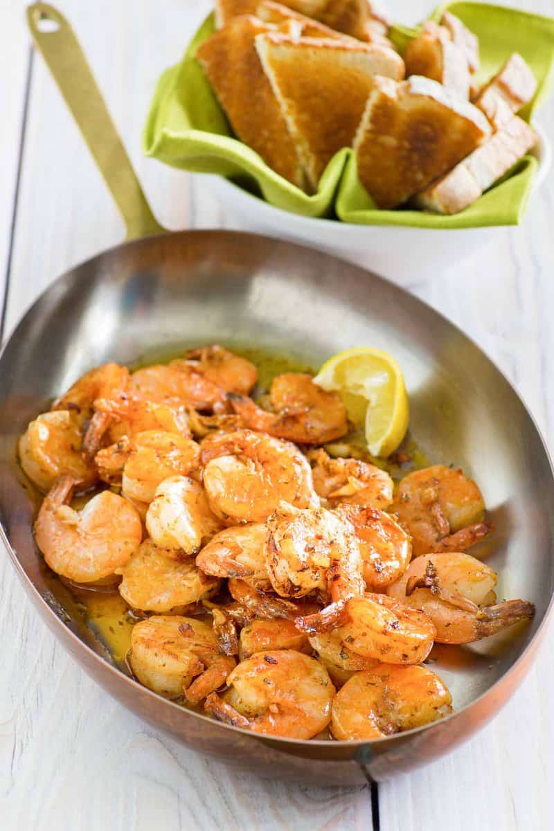 copycat Bubba Gump shrimp in an oval skillet.