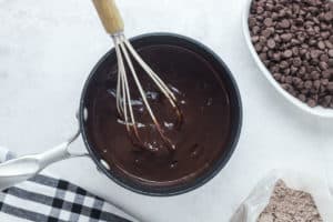 chocolate pudding in a saucepan.