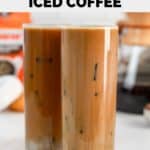 two copycat Dunkin Donuts butter pecan iced coffee drinks in tall glasses.