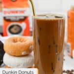 copycat dunkin donuts caramel iced coffee and donuts.