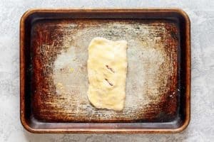 ham and cheese hot pocket before baking.