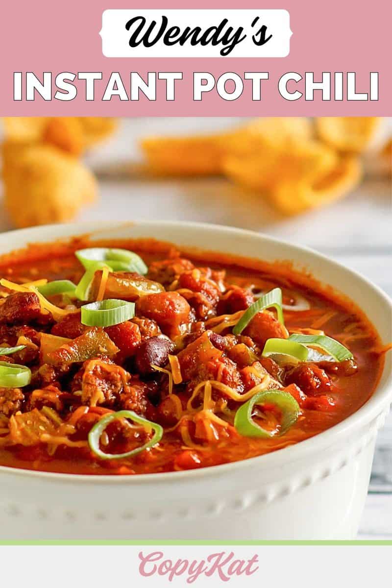 closeup of a bowl of Instant Pot Wendy's chili.