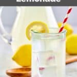 homemade Chick Fil A lemonade in a glass and pitcher.