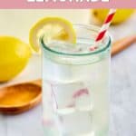 a glass of homemade chick fil a lemonade garnished with lemon.