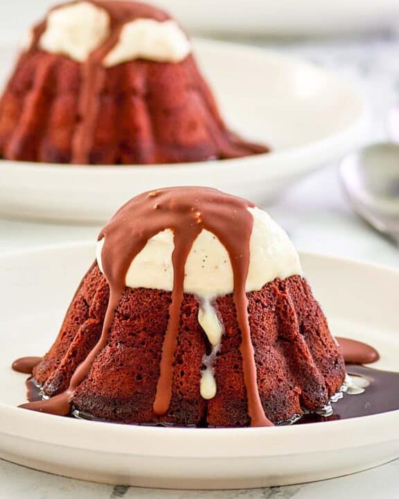 copycat Chili's molten lava cake dessert on a plate.