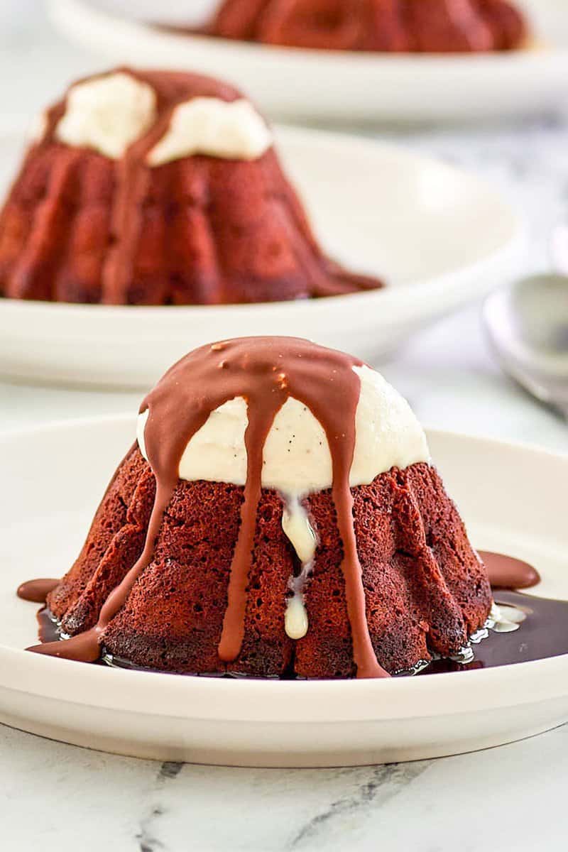 copycat Chili's molten lava cake dessert on a plate.