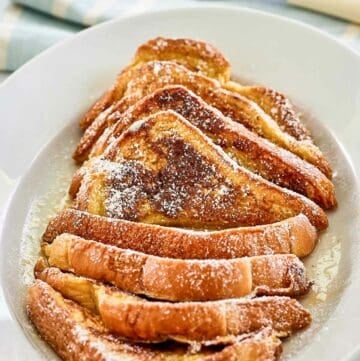 copycat IHOP French Toast slices on a large plate.