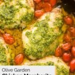 homemade Olive Garden Chicken Margherita in a skillet.