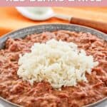 homemade Popeyes red beans and rice in a bowl.