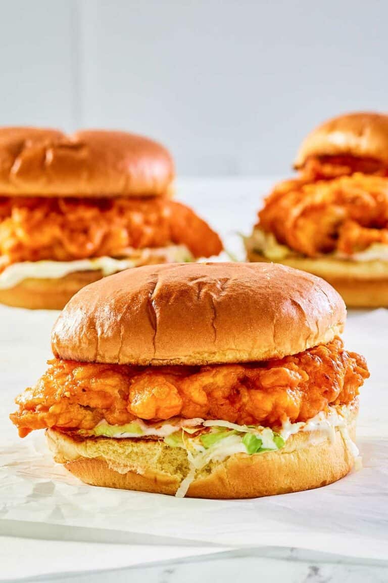 copycat Arby's buffalo chicken sandwich. with peppercorn ranch sauce.
