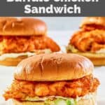 homemade Arby's buffalo chicken sandwiches with lettuce.
