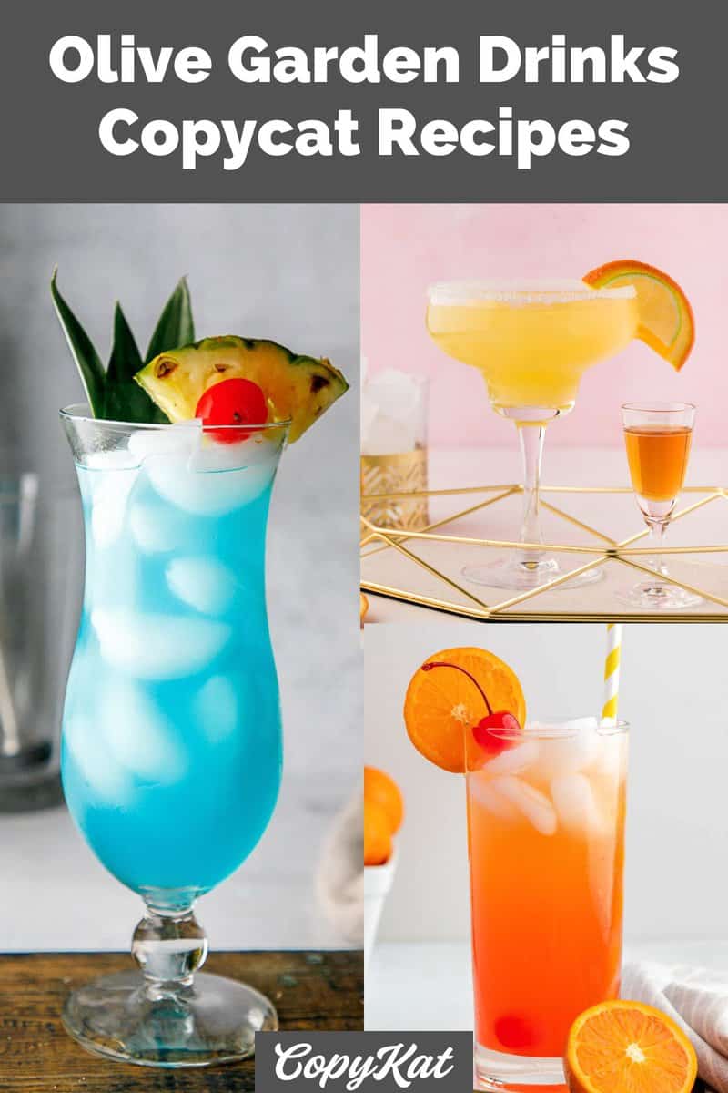 collage of 3  copycat Olive Garden drinks.