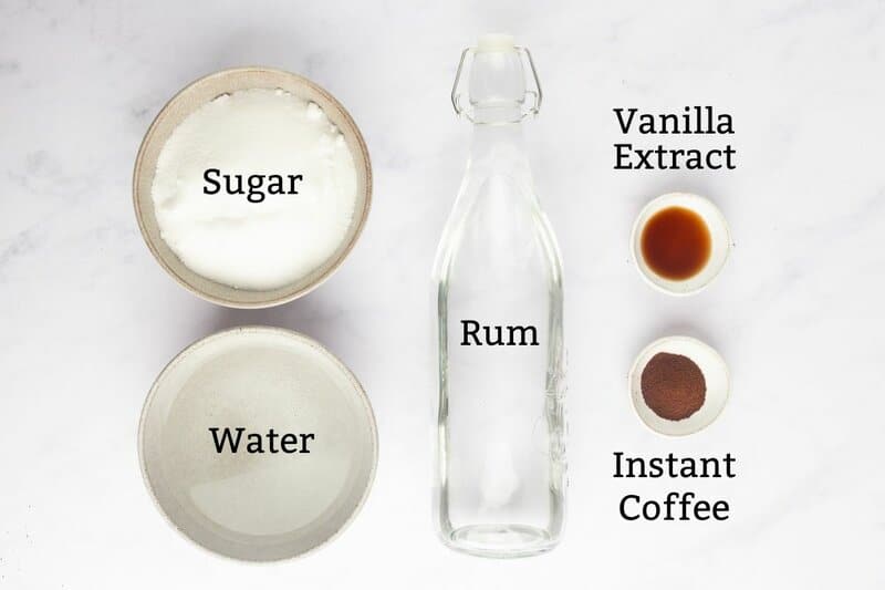 homemade kahlua java  liqueur ingredients.