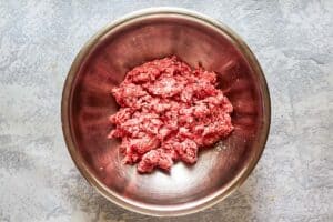 seasoned ground beef in a bowl.
