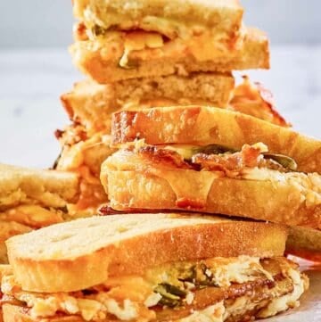 several jalapeno popper grilled cheese sandwiches.