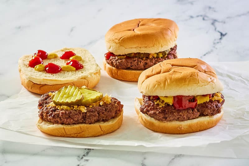 copycat McDonald's hamburger on white parchment paper.