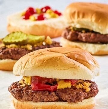 copycat McDonald's hamburger on parchment paper.