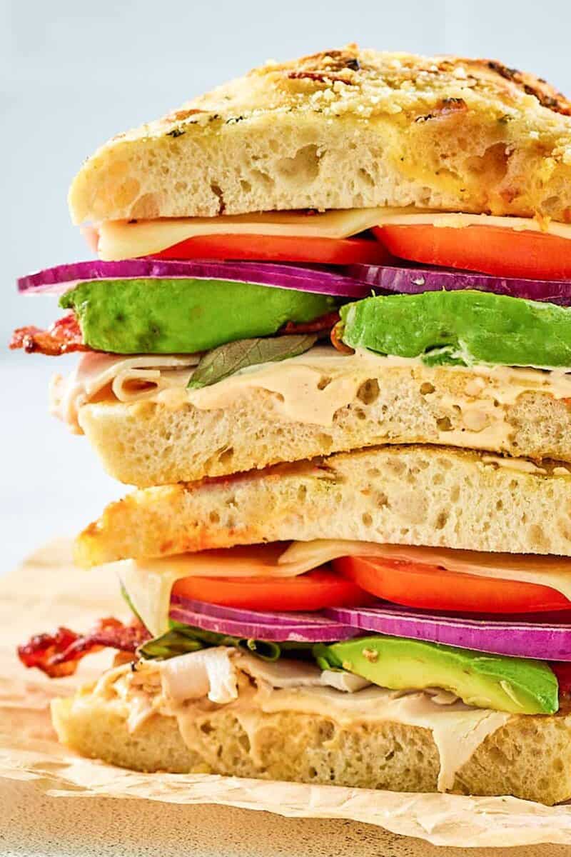 closeup of copycat Panera Frontega Chicken Sandwich