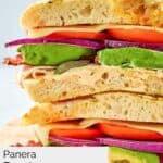 closeup of homemade Panera frontega chicken sandwich.