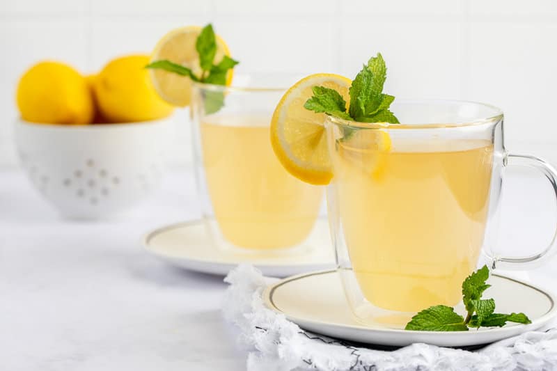 two copycat Starbucks medicine ball honey citrus mint tea drinks.