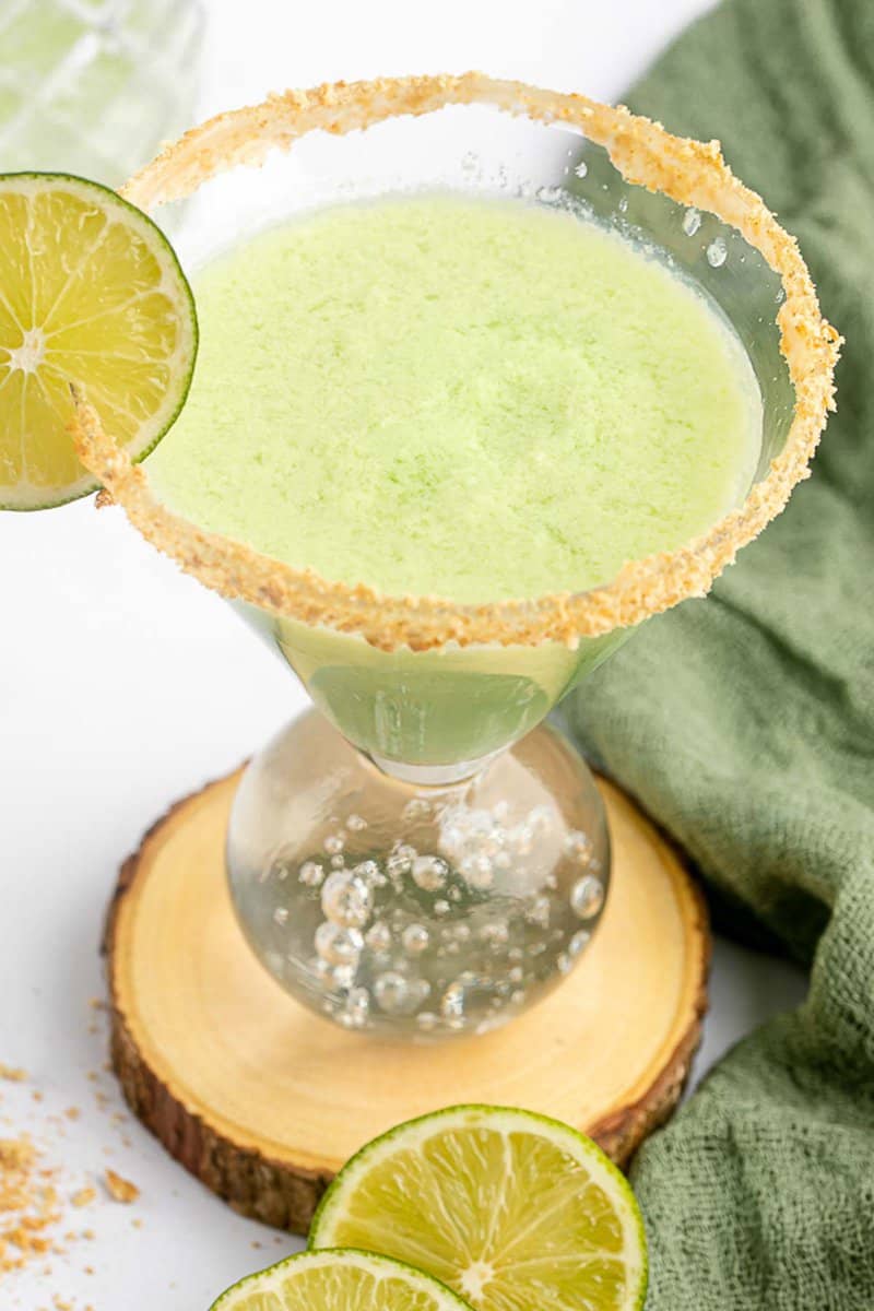 copycat Tommy Bahama key lime martini with graham cracker rim.