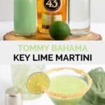 Tommy Bahama key lime martini ingredients and the finished drink.