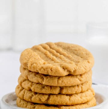 homemade 3 ingredient peanut butter cookies on a small plate.