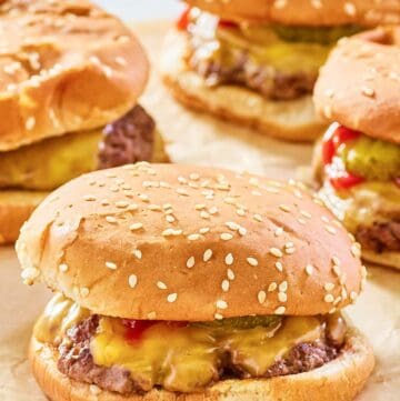 four copycat Burger King cheeseburgers.
