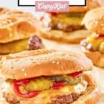closeup of homemade Burger King cheeseburgers