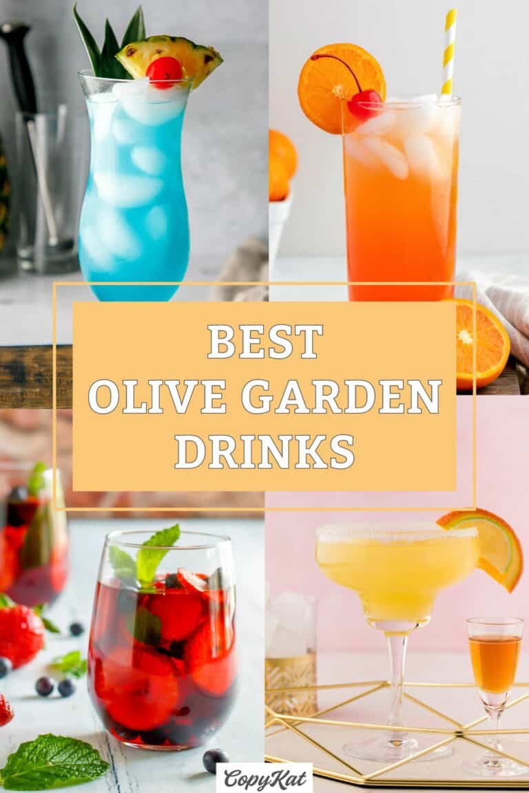 collage of four copycat Olive Garden drinks.