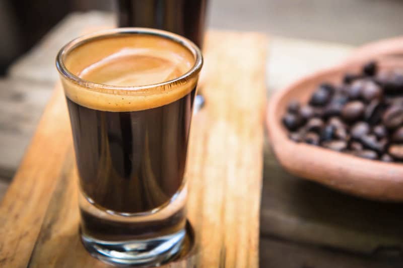 doppio in a small shot glass.