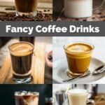 collage of six coffee and espresso drinks.