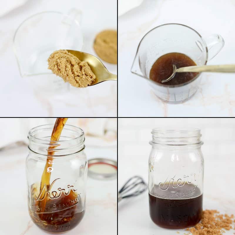 collage of brownish  sweetener  syrup look    steps.