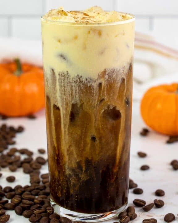 copycat Starbucks pumpkin cream cold brew coffee drink.