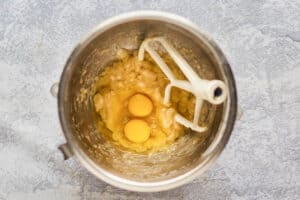 whole wheat banana bread wet ingredients in a mixing bowl.