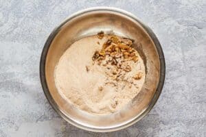 whole wheat banana bread dry ingredients in a mixing bowl.