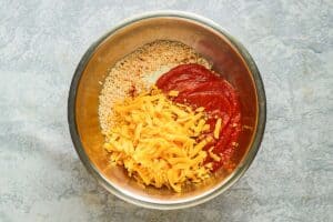 country beef pie rice filling ingredients in a bowl.