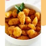 a bowl of homemade fried cheese curds.