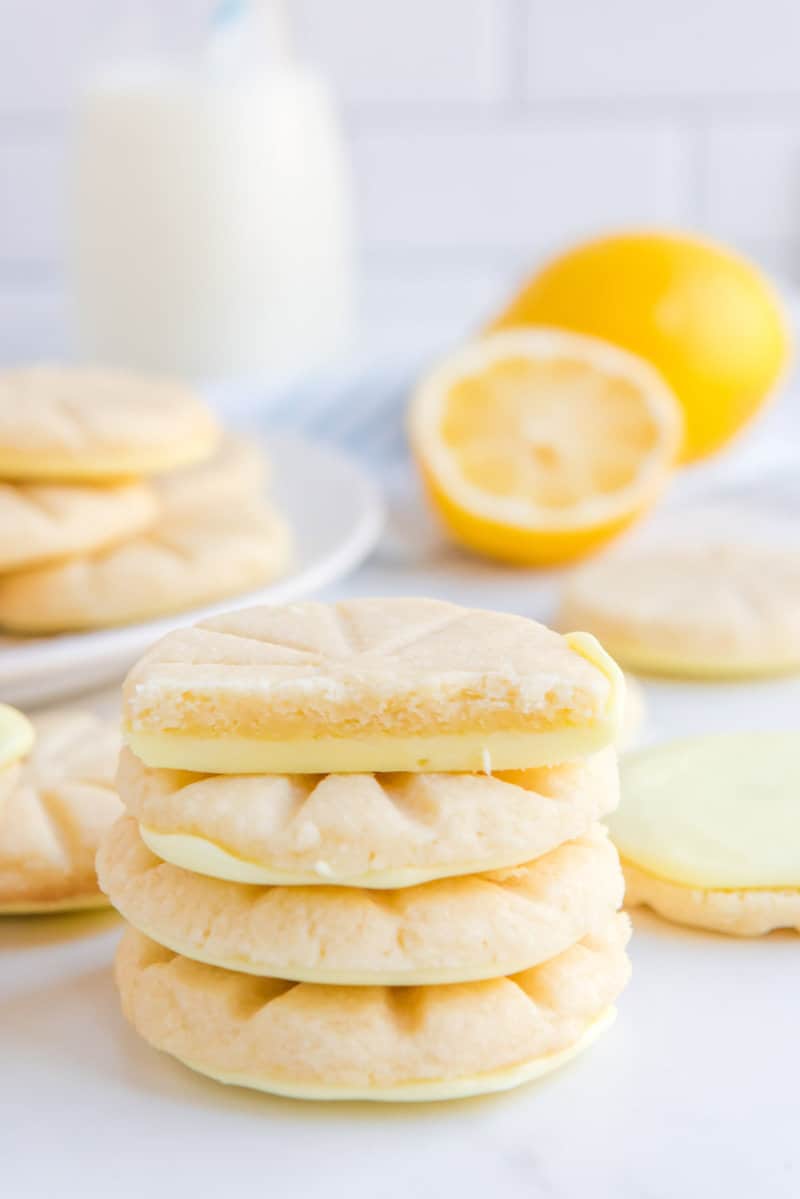 a stack of copycat Girl Scout lemonades cookies.