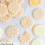 overhead view of copycat Girl Scout lemonades cookies.