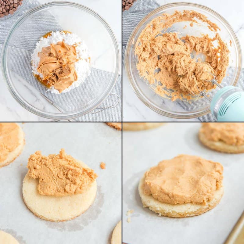 steps for making peanut butter filling for cookies.