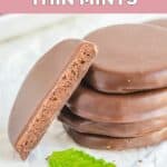 copycat Girl Scout thin mints and one cookie cut in half.