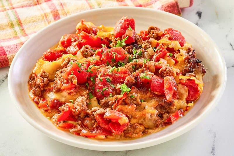 hamburger hash in a bowl.