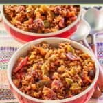 bowls of Mexican rice casserole.