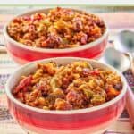 Mexican Rice Casserole in two colorful bowls.