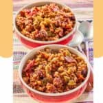 two bowls of Mexican rice casserole.